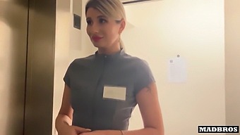 A Ukrainian Cleaning Lady Gets Caught Stealing And Punished In The Bathroom!
