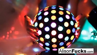 Alison Tyler, A Stunning Babe With Large Natural Breasts, Shines Like A Disco Ball