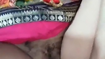 Indian Wife Pees Outdoors In The Countryside